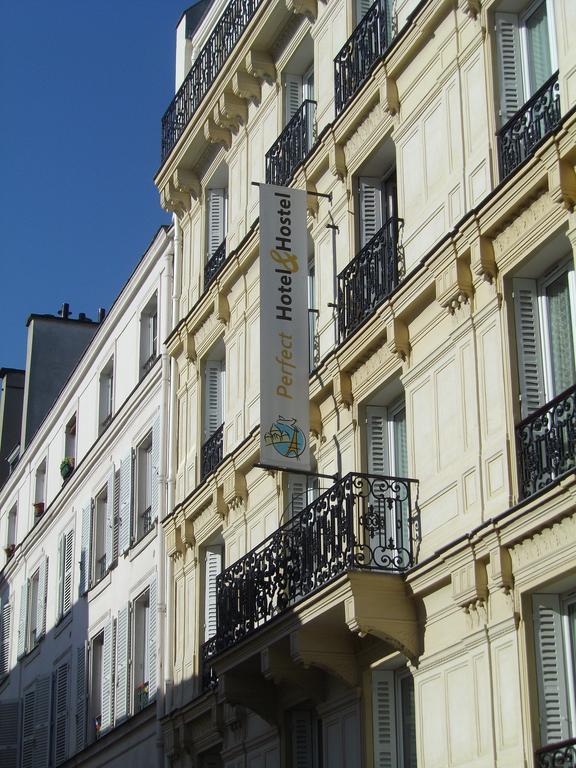 Perfect Hotel & Hostel Παρίσι Εξωτερικό φωτογραφία The photo shows a building with a light-colored facade and decorative architectural features. There's a sign hanging from the building that reads "Perfect Hotel/Hostel." The sign is prominently displayed, indicating that this is an accommodation esta